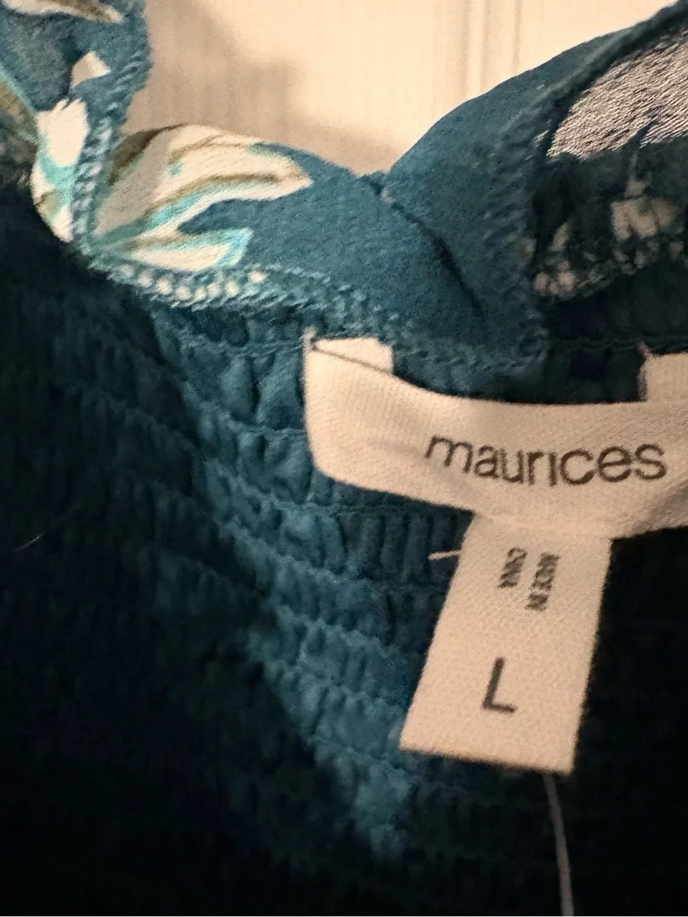 Maurices Teal Floral Midi Dress with Smocked Top